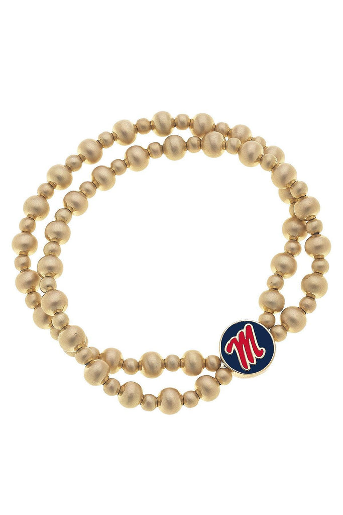 Ole Miss Rebels 2-Row Ball Bead Stretch Bracelet - Canvas Style