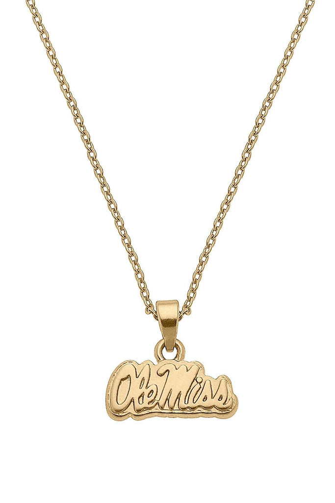 Ole Miss Rebels 24K Gold Plated Pendant Necklace - Canvas Style