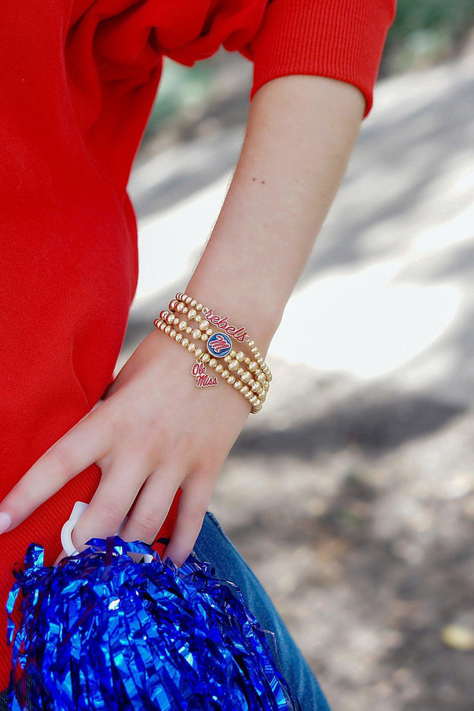 Ole Miss Rebels Ball Bead Stretch Bracelet - Canvas Style