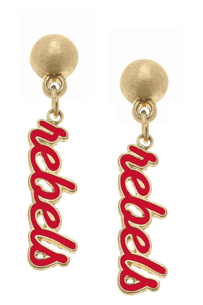 Ole Miss Rebels Enamel Script Earrings - Canvas Style