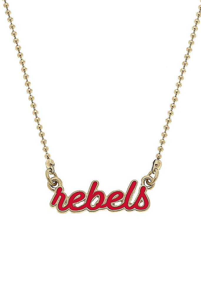 Ole Miss Rebels Enamel Script Necklace - Canvas Style