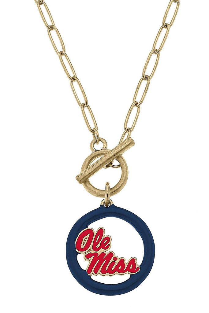 Ole Miss Rebels Logo Enamel T-Bar 16" Necklace - Canvas Style