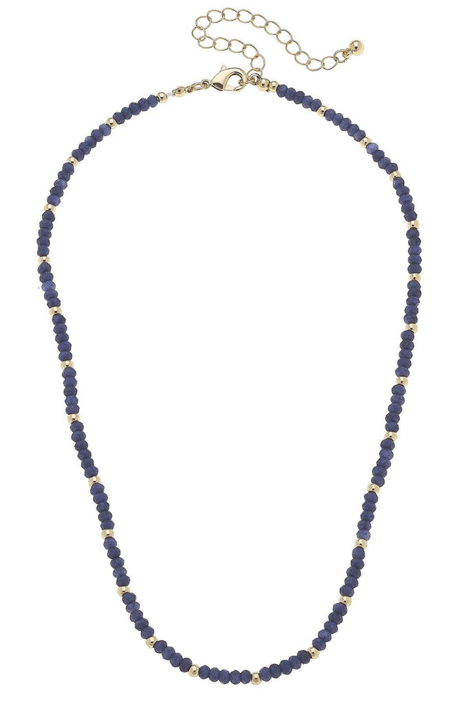 Olivia Beaded Semiprecious Gemstone Necklace in Navy - Canvas Style