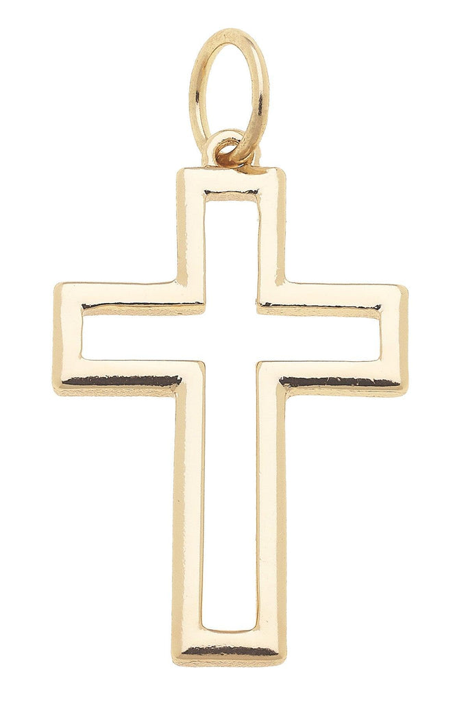 Open Cross Charm in Shiny Gold - Canvas Style