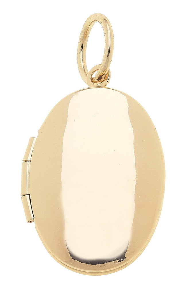 Oval Shaped Locket Charm in Shiny Gold - Canvas Style