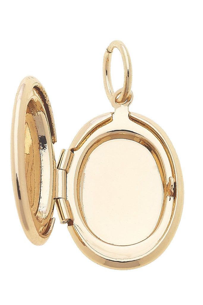 Oval Shaped Locket Charm in Shiny Gold - Canvas Style