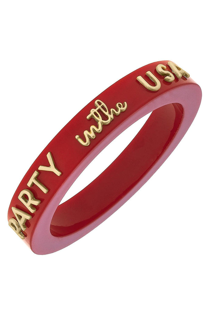 Party in the USA Resin Bangle in Red - Canvas Style