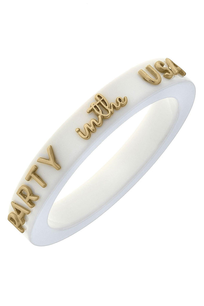 Party in the USA Resin Bangle in White - Canvas Style