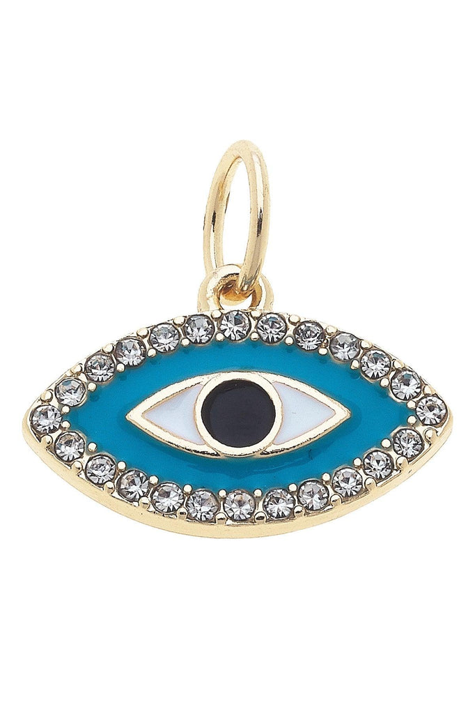 Pave Enamel Evil Eye Charm in Turquoise - Canvas Style