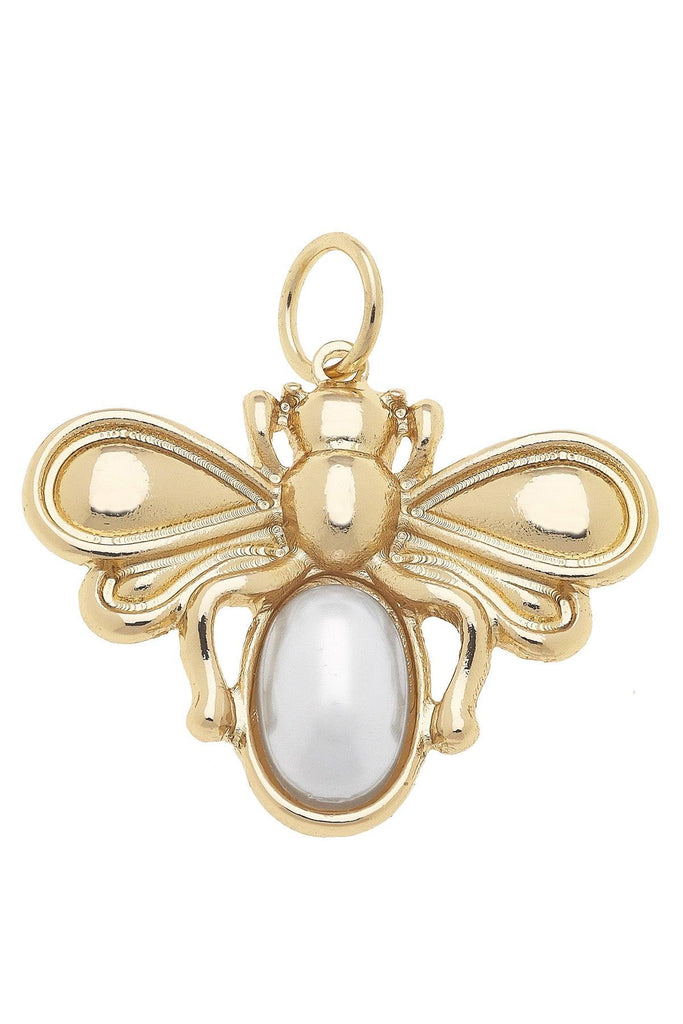 Pearl Bumble Bee Charm in Shiny Gold - Canvas Style