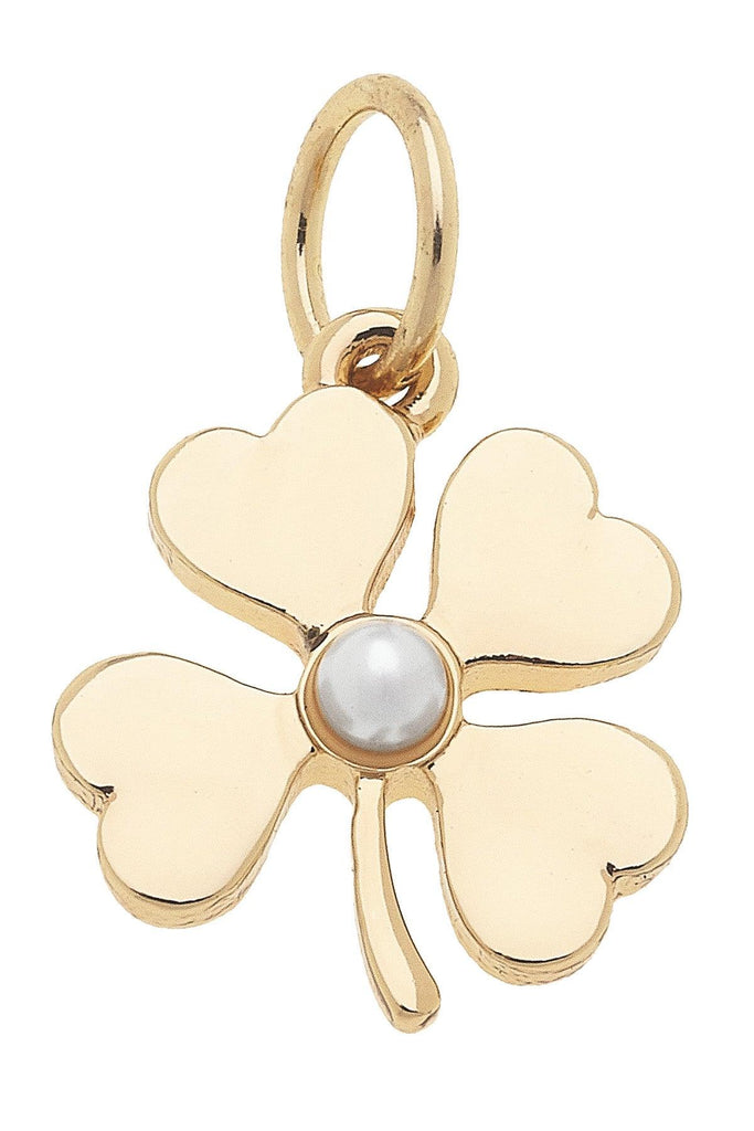 Pearl Shamrock Charm in Shiny Gold - Canvas Style