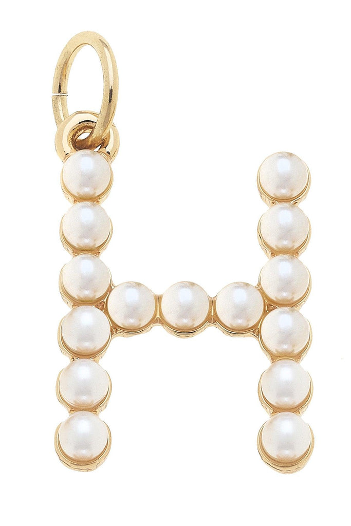 Pearl-Studded Letter Charm in Ivory - Canvas Style