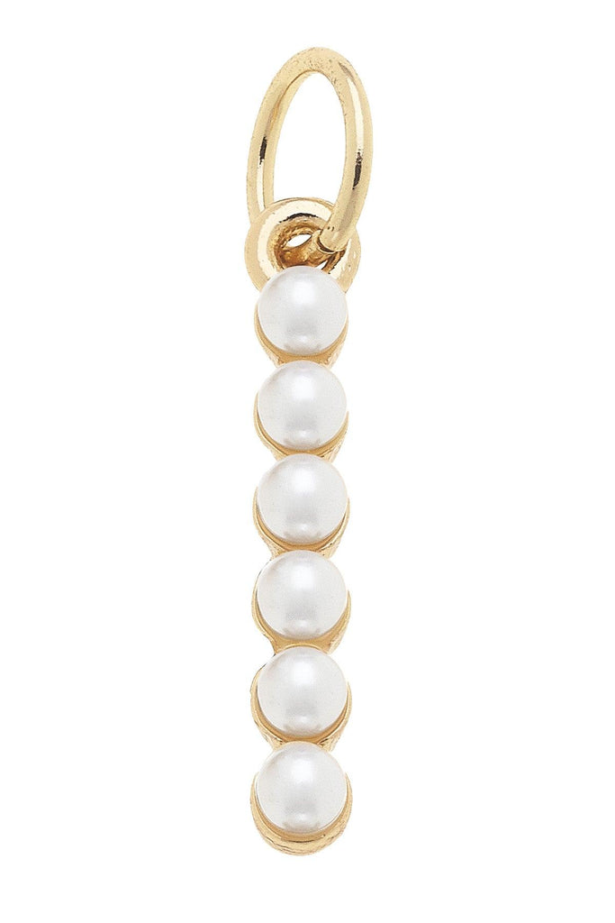 Pearl-Studded Letter Charm in Ivory - Canvas Style