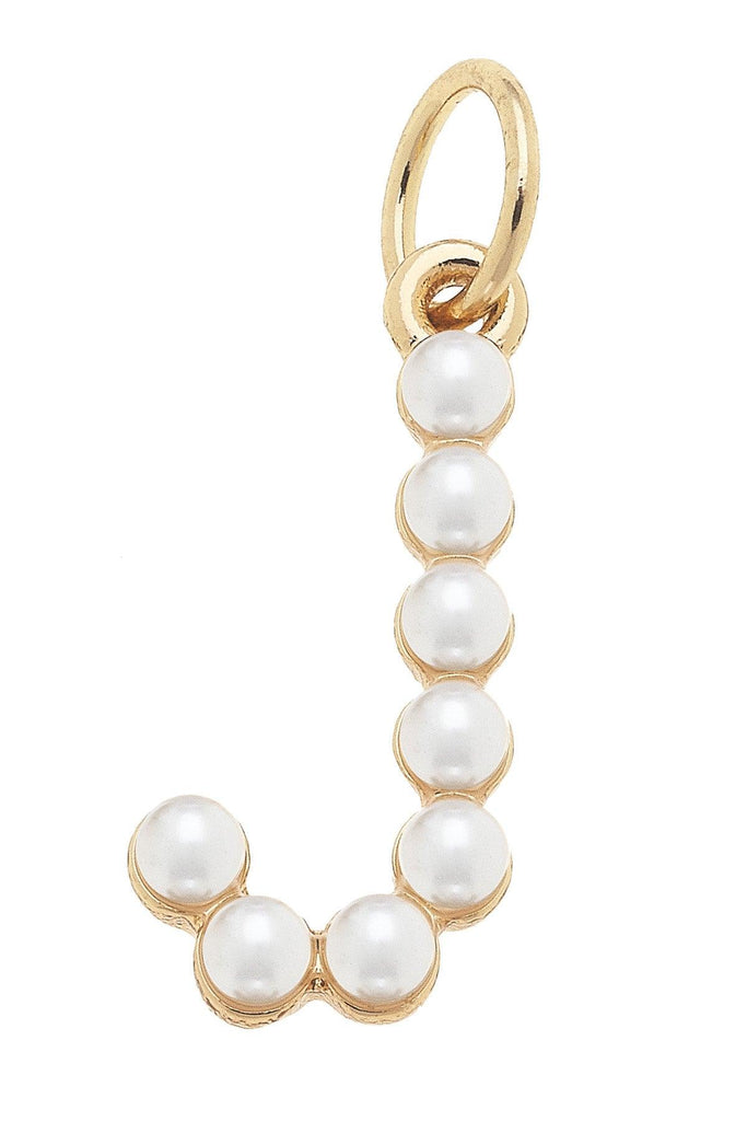 Pearl-Studded Letter Charm in Ivory - Canvas Style