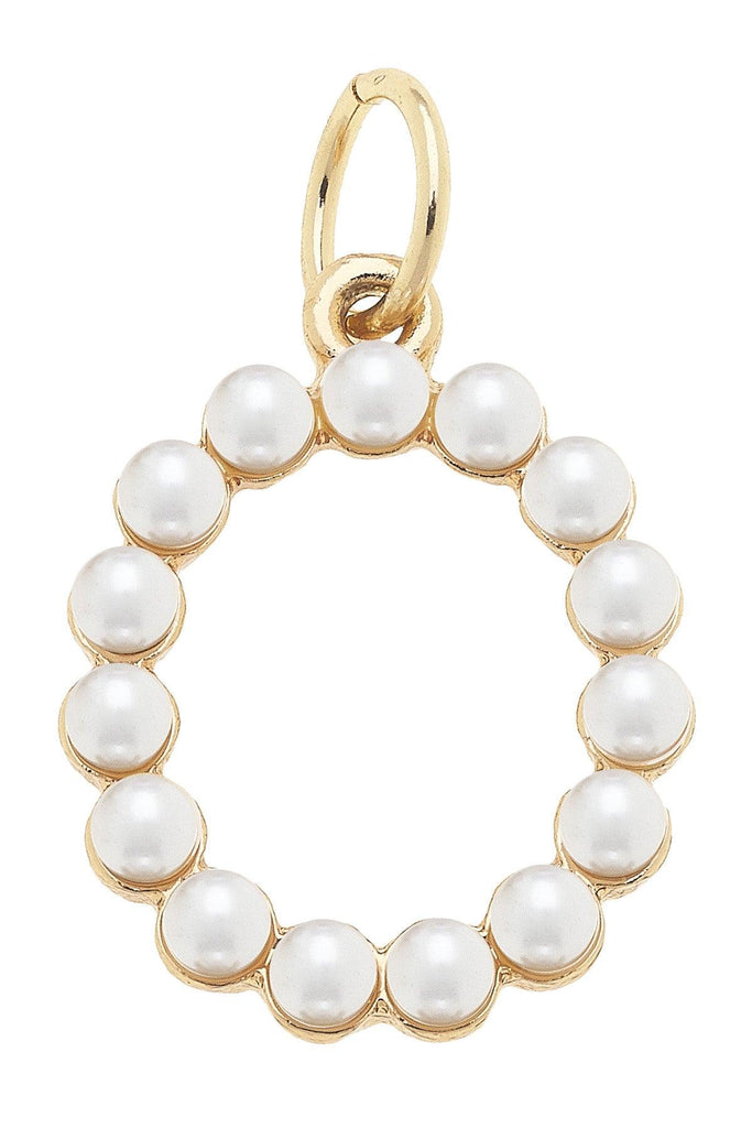 Pearl-Studded Letter Charm in Ivory - Canvas Style