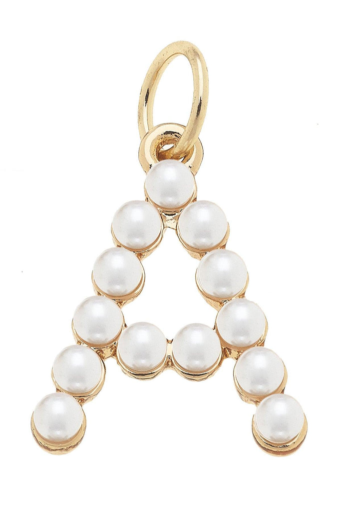 Pearl-Studded Letter Charm in Ivory - Canvas Style