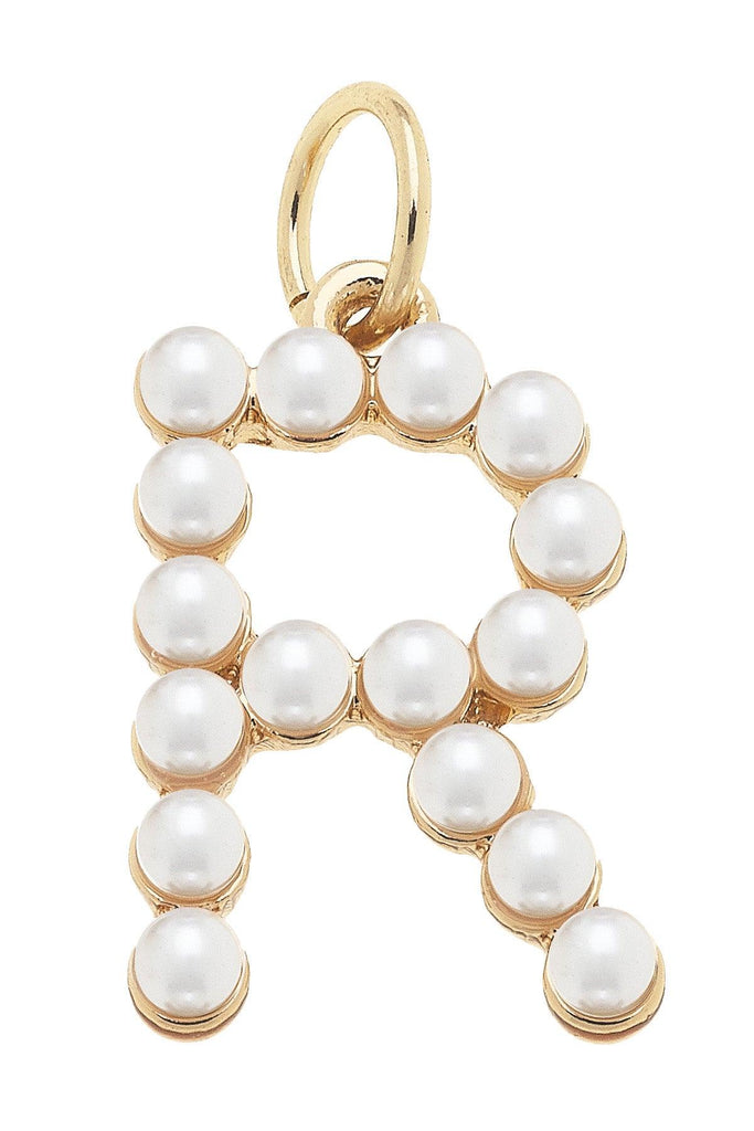 Pearl-Studded Letter Charm in Ivory - Canvas Style