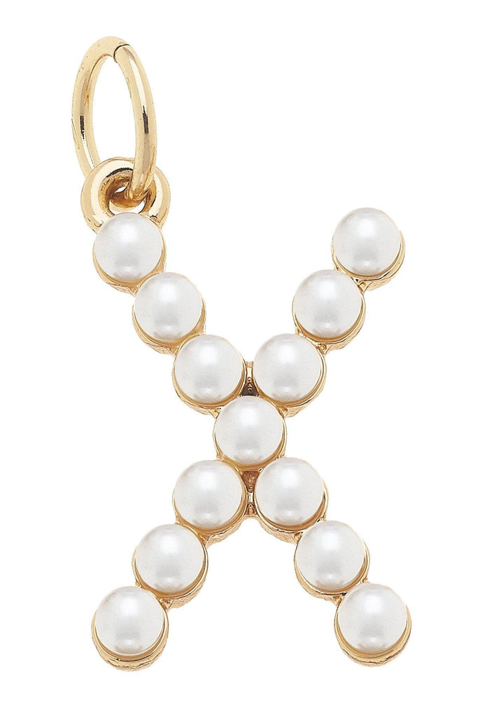 Pearl-Studded Letter Charm in Ivory - Canvas Style