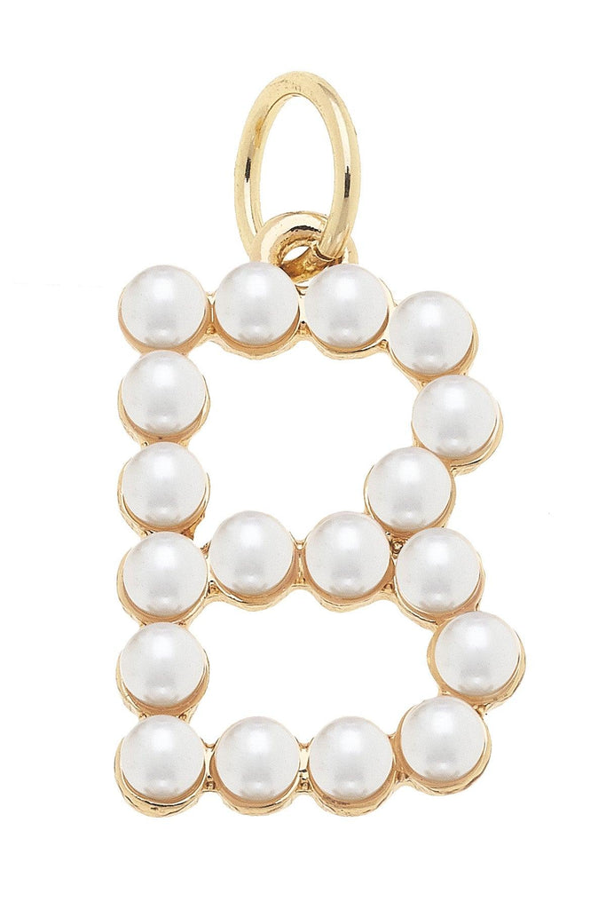 Pearl-Studded Letter Charm in Ivory - Canvas Style