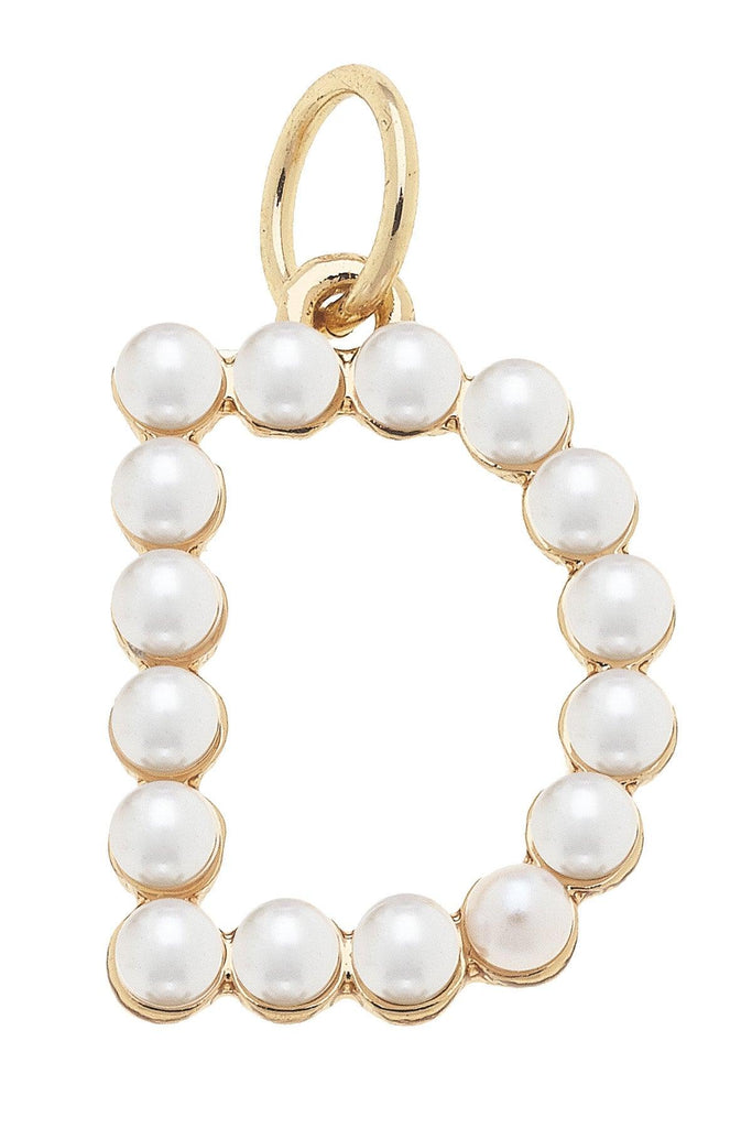 Pearl-Studded Letter Charm in Ivory - Canvas Style