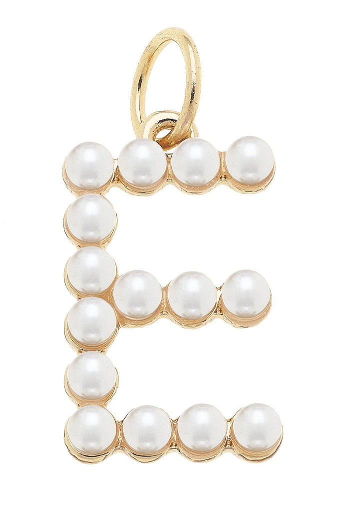 Pearl-Studded Letter Charm in Ivory - Canvas Style