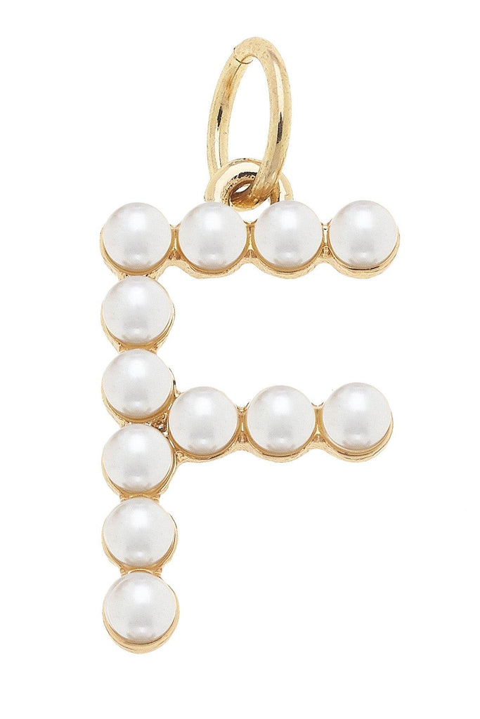 Pearl-Studded Letter Charm in Ivory - Canvas Style