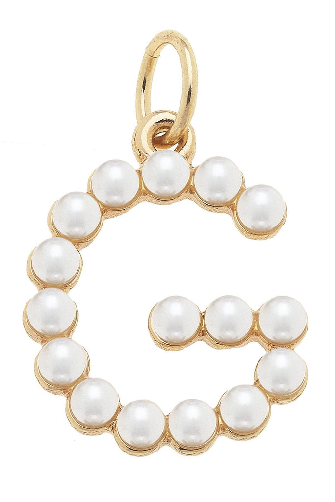 Pearl-Studded Letter Charm in Ivory - Canvas Style