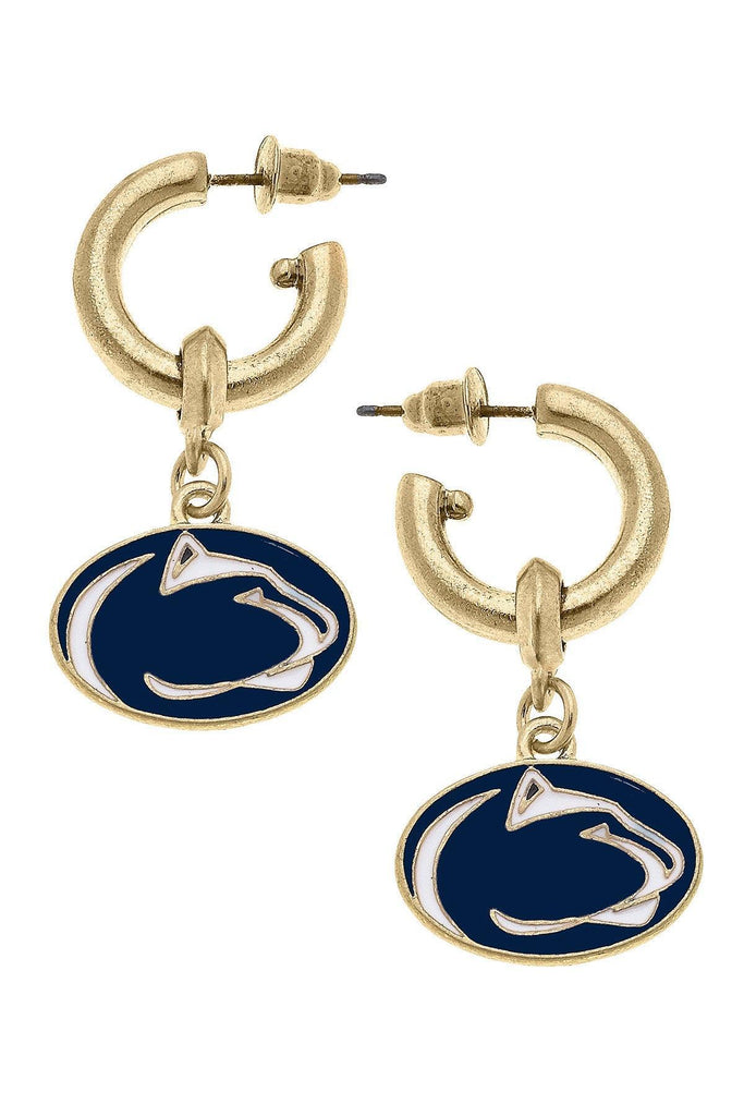 Penn State Nittany Lions Enamel Drop Hoop Earrings - Canvas Style