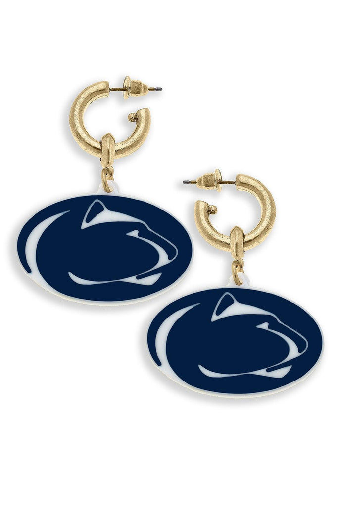 Penn State Nittany Lions Resin Logo Drop Hoop Earrings - Canvas Style