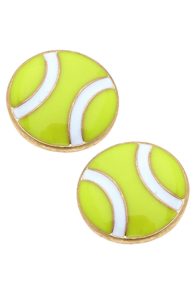 PREORDER Maria Tennis Ball Enamel Stud Earrings - Canvas Style