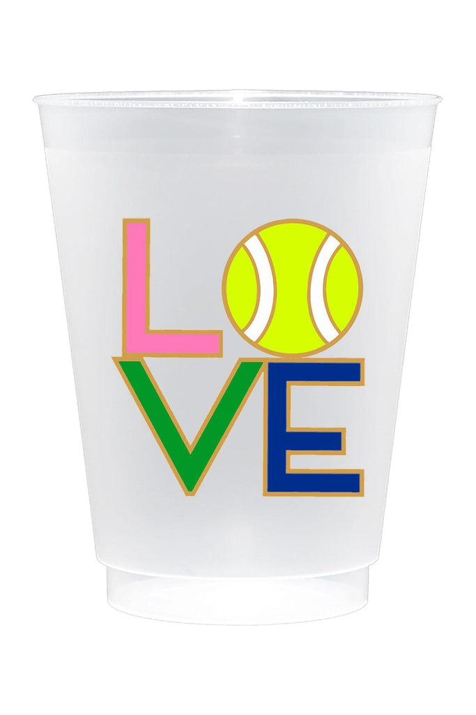 Preppy Tennis Shatterproof Frost Flex Plastic Cups (Set of 10) - Canvas Style