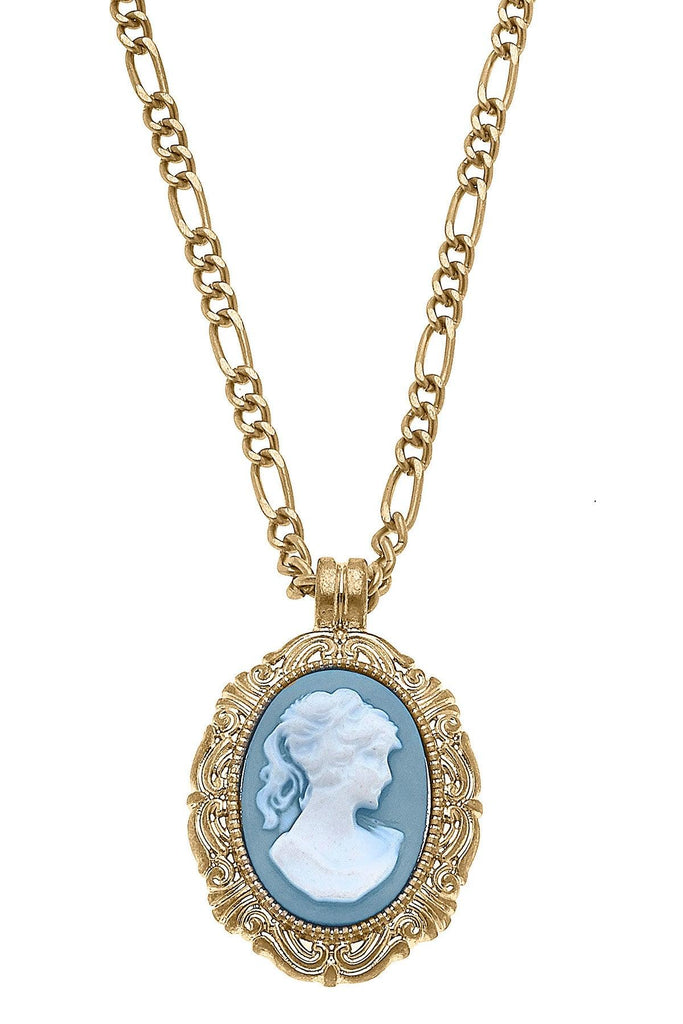 Preston Cameo Pendant Necklace in Wedgwood Blue - Canvas Style
