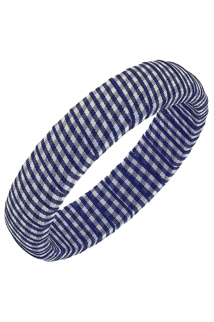 Reagan Gingham Statement Bangle in Navy - Canvas Style