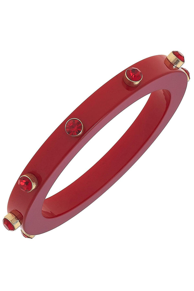 Renee Resin and Rhinestone Bangle in Red - Canvas Style
