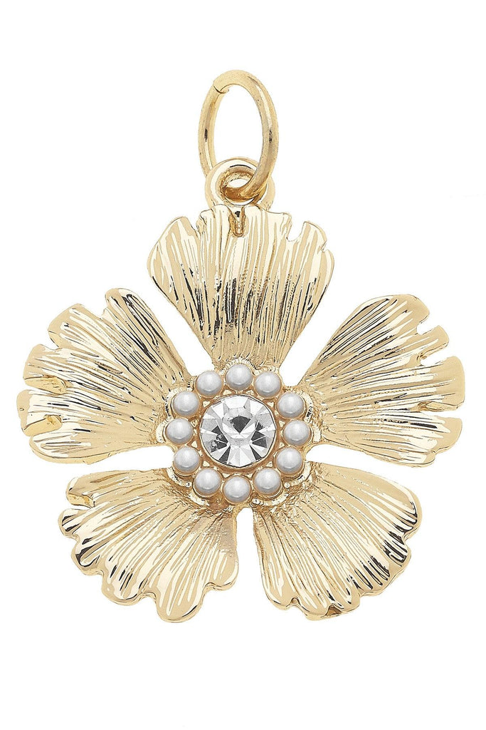 Rhinestone Flower Charm in Shiny Gold - Canvas Style