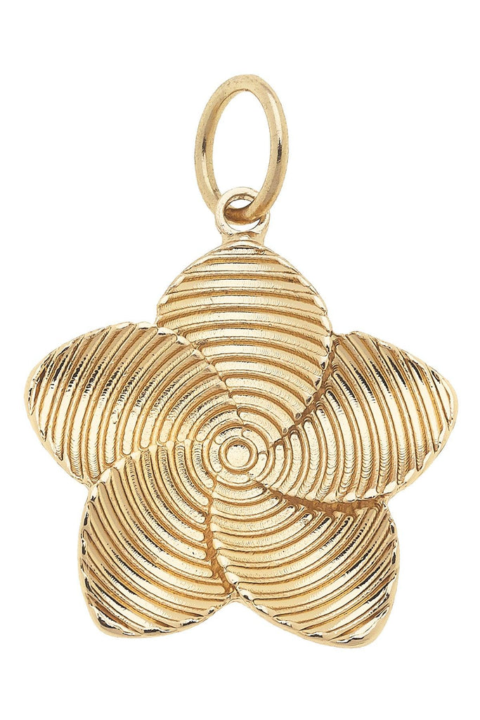 Ribbed Flower Charm in Shiny Gold - Canvas Style