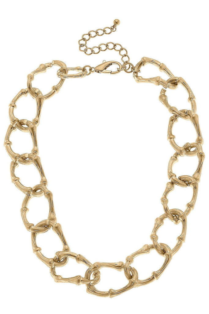 River Oval Bamboo Necklace in Worn Gold - Canvas Style