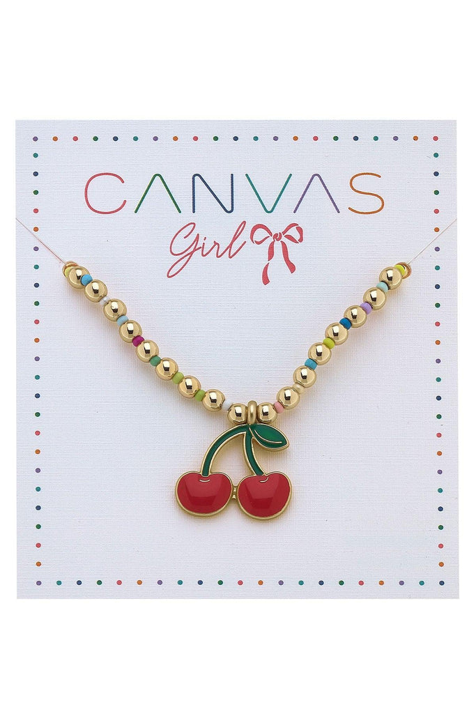 Roxy Cherries Rainbow Beaded Children's Necklace - Canvas Style