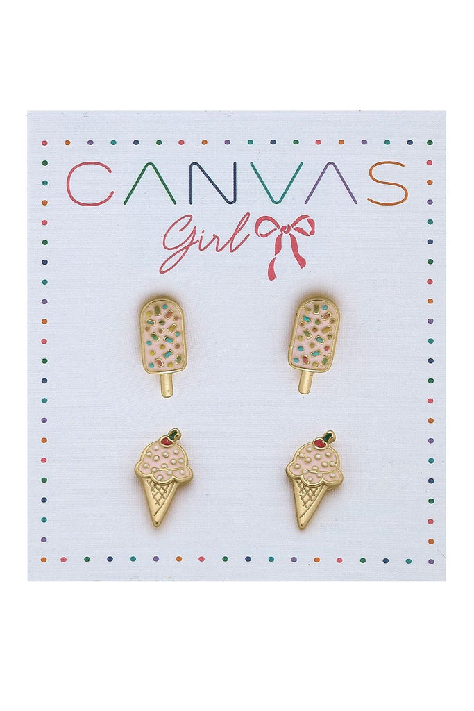 Roxy Popsicle & Ice Cream Children’s Stud Earrings (Set of 2) - Canvas Style