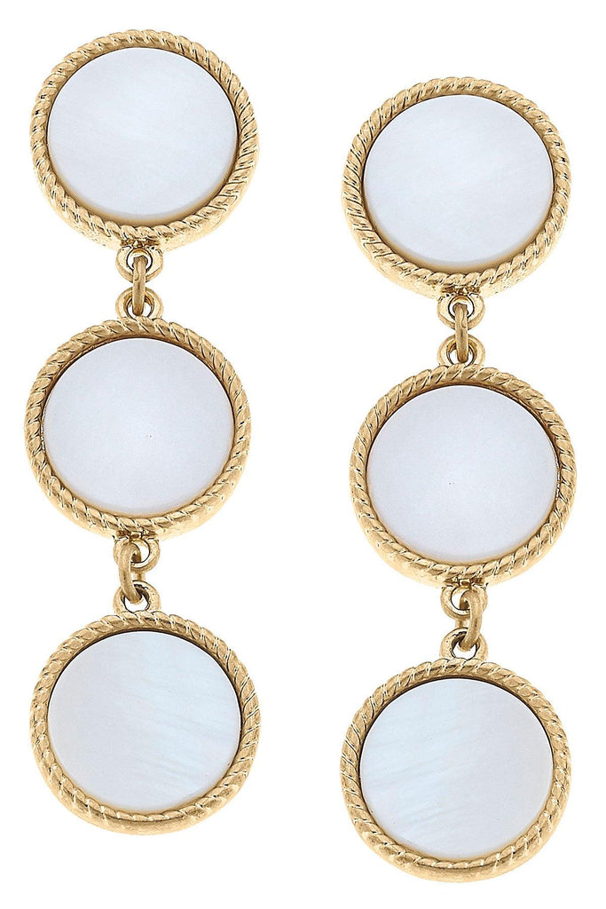 Sadie Triple Linked Disc Earrings in Mother of Pearl - Canvas Style