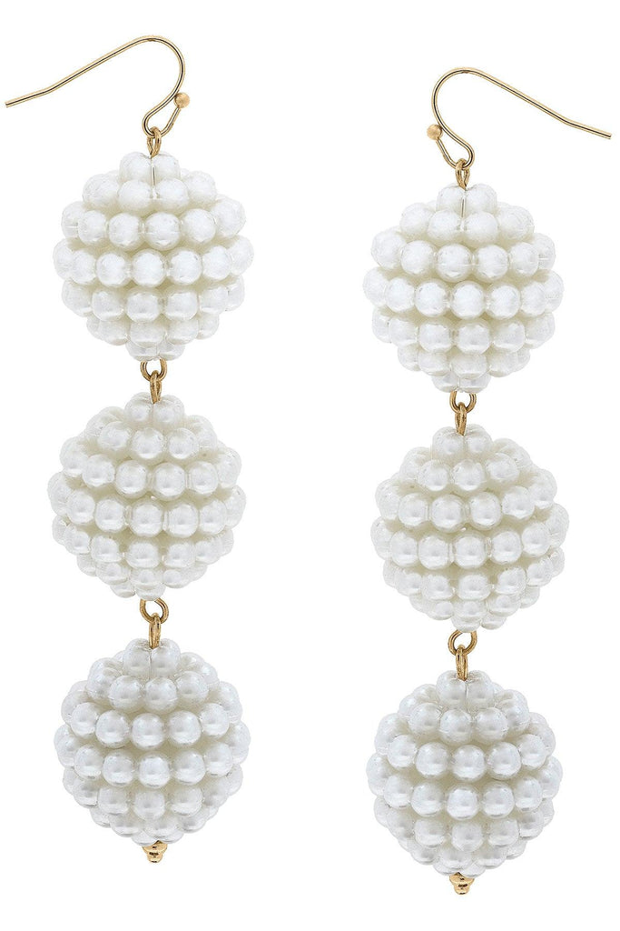 Sally Pearl-Beaded Drop Earrings in Ivory - Canvas Style