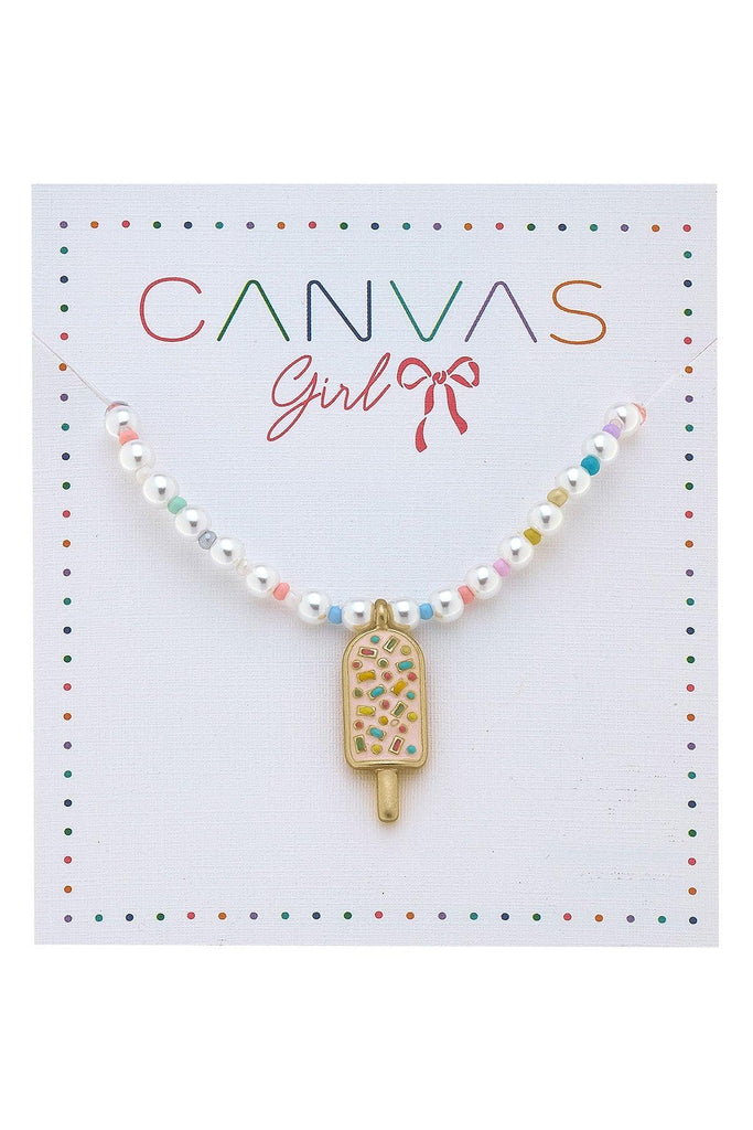 Samantha Popsicle Beaded Pearl Children’s Necklace - Canvas Style