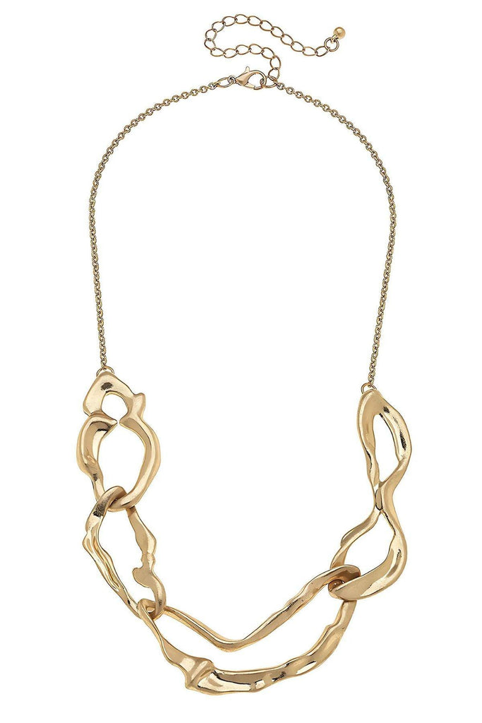 San Miguel Molten Metal Necklace in Worn Gold - Canvas Style