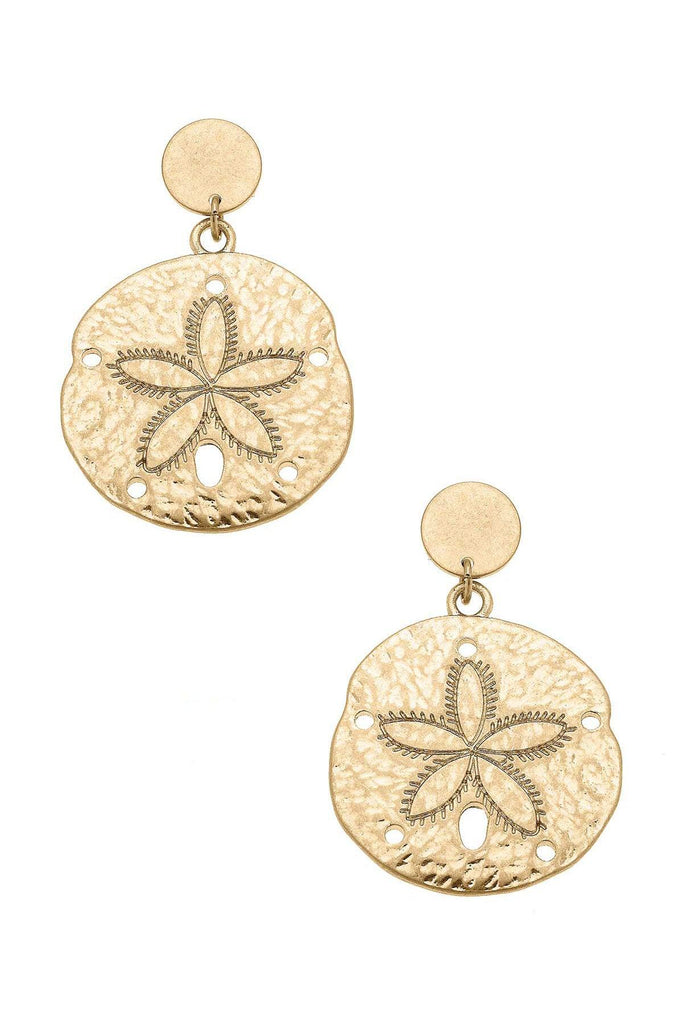 Sand Dollar Statement Earrings in Worn Gold - Canvas Style