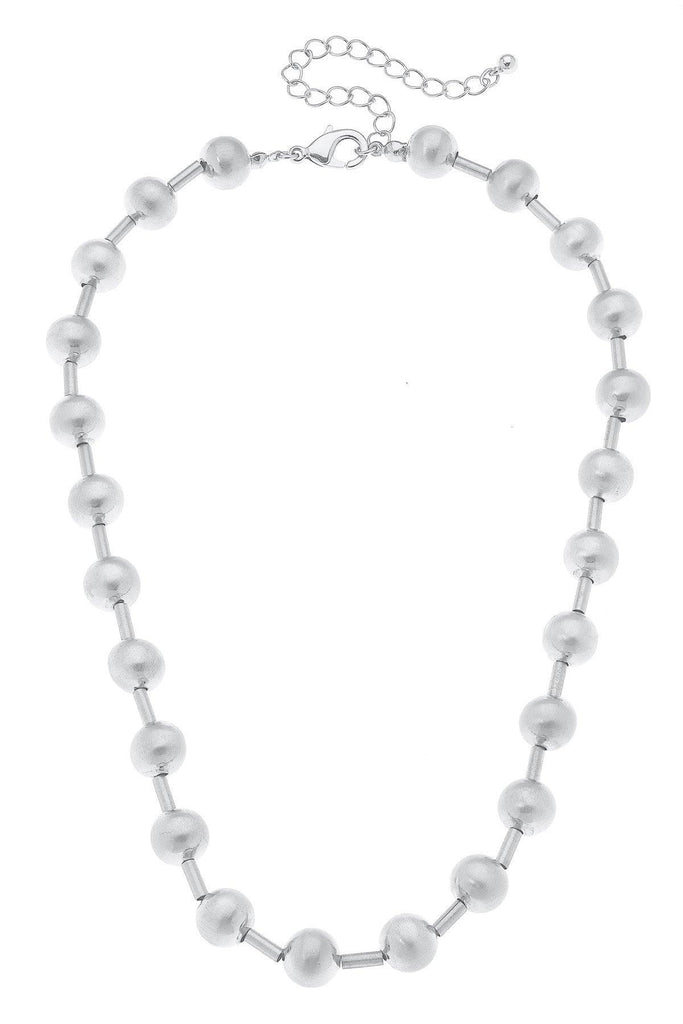 Sandra Ball Bead Necklace in Satin Silver - Canvas Style