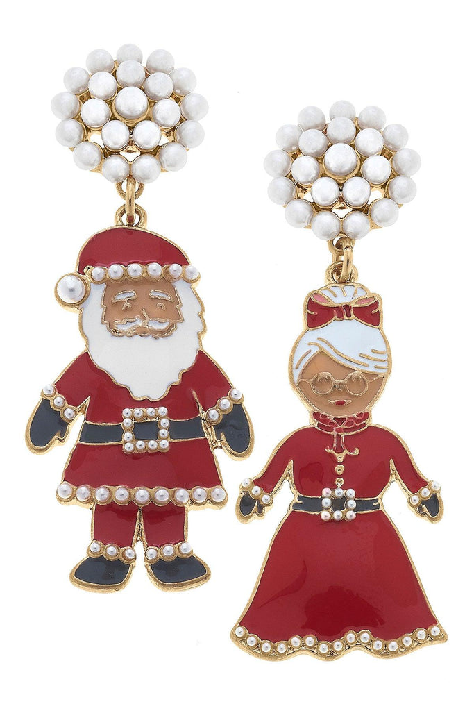Santa & Mrs. Claus Enamel Earrings - Canvas Style