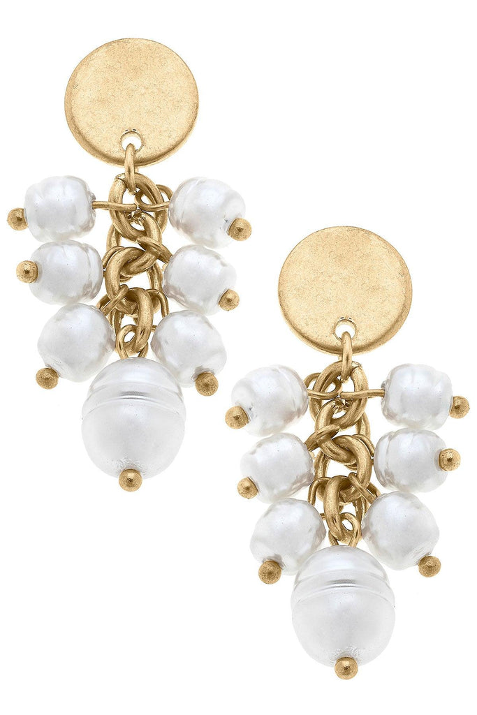 Sarabeth Pearl Cluster Drop Earrings in Ivory - Canvas Style