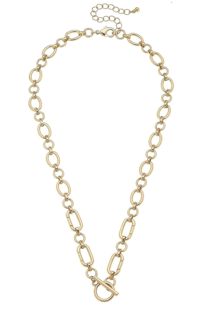 Sasha Toggle Front Charm Necklace Base in Shiny Gold - Canvas Style