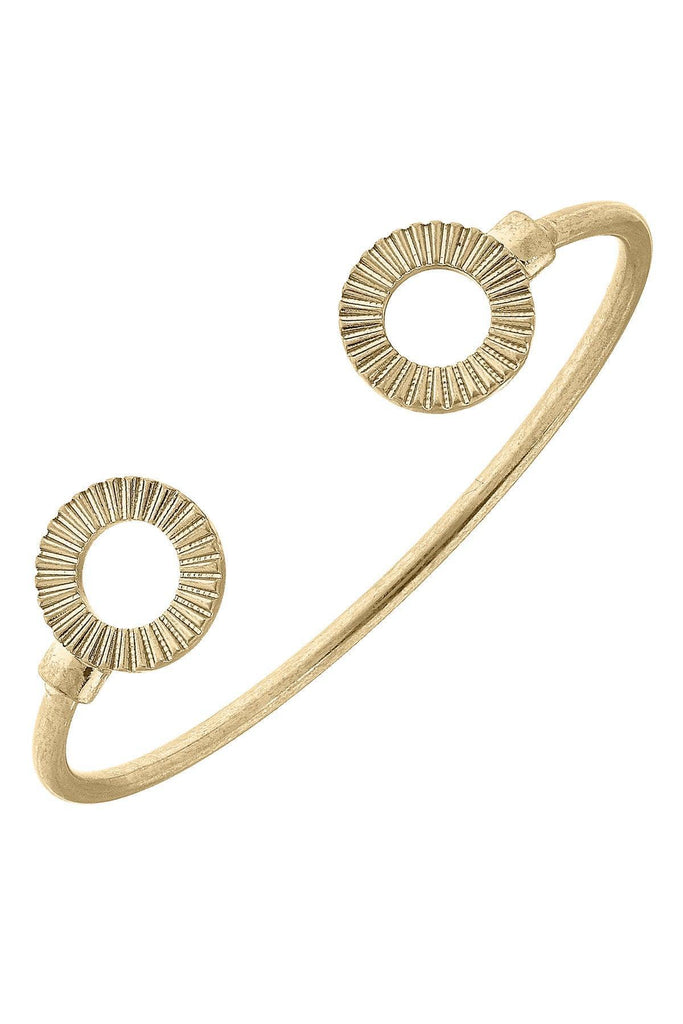 Savannah Fluted Metal Disc Cuff in Worn Gold - Canvas Style