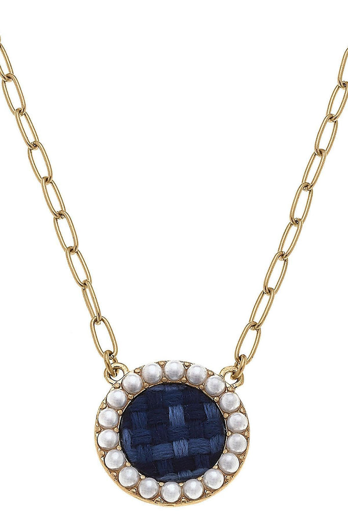 Serena Delicate Tweed Necklace in Navy - Canvas Style